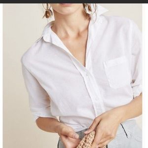 🟣 BOGO! Women’s Cotton Button-Up Classic White Shirt